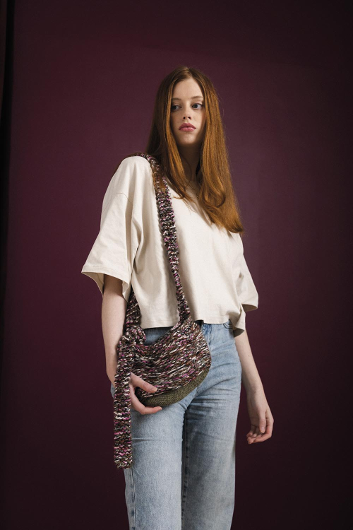 Meerkleurig gebreide tas