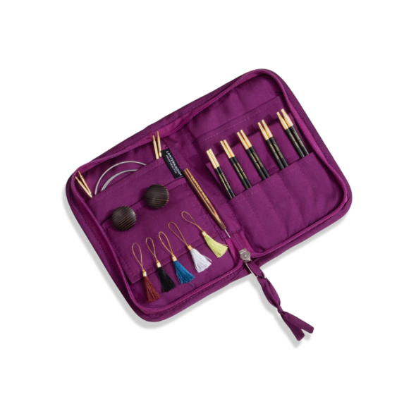 Ebony Grace- set met korte naaldpunten ( 5 paar, 10 cm) en accessoires