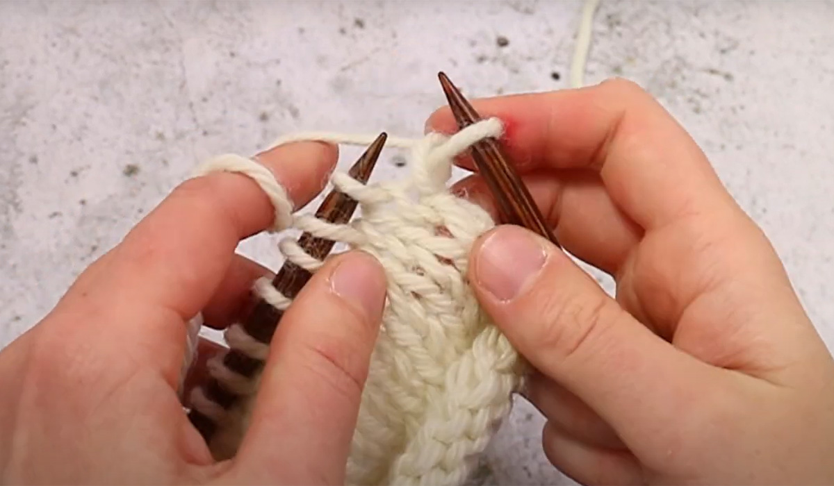 2 steken recht samenbreien, 2r.sam